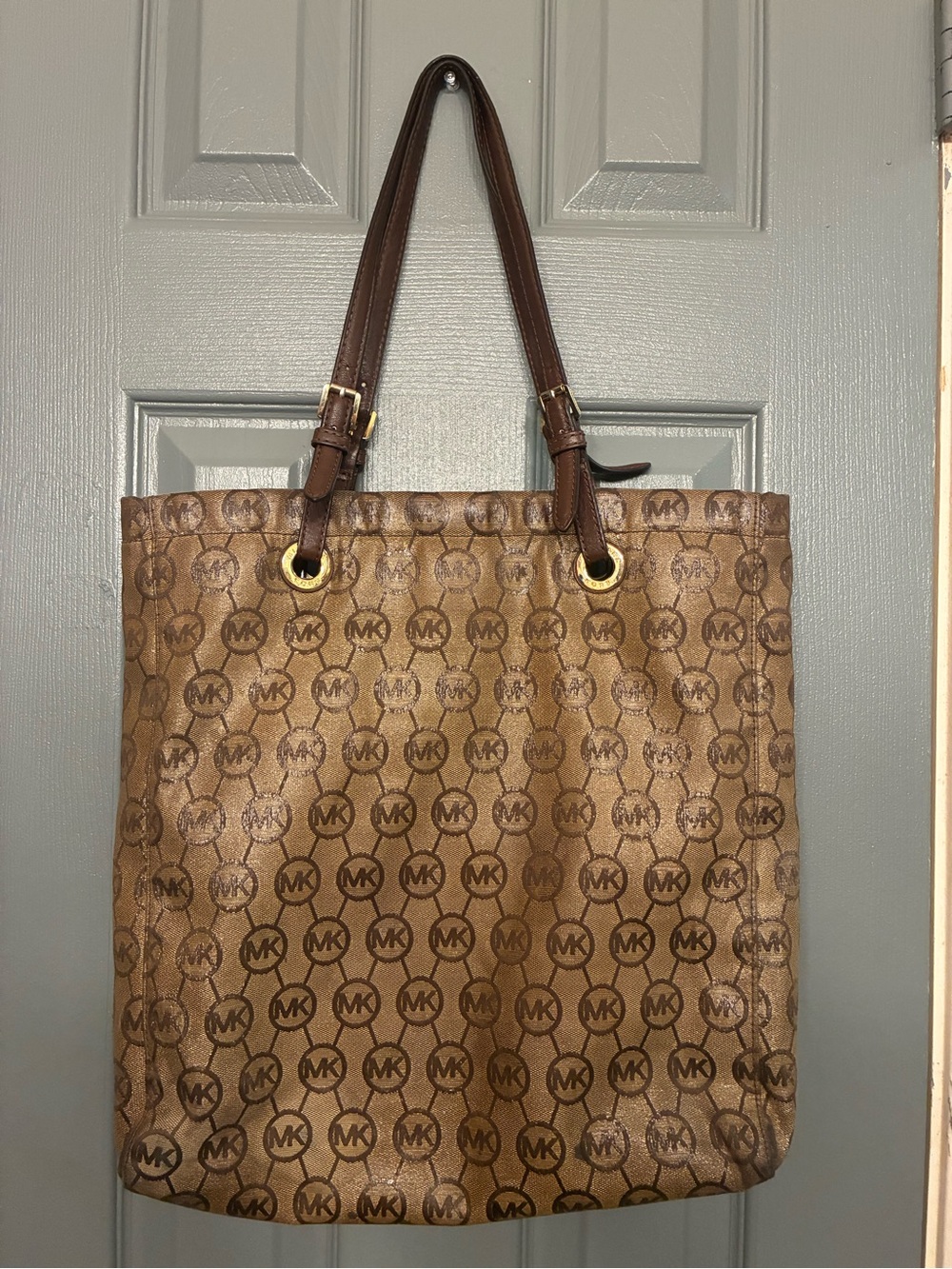 Michael Kors Brown MK Logo Messenger Tote